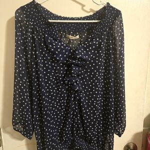 Old Navy Dark Blue Polka Dot Blouse